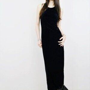 90's Y2K Black Velvet Maxi Dress sz S
